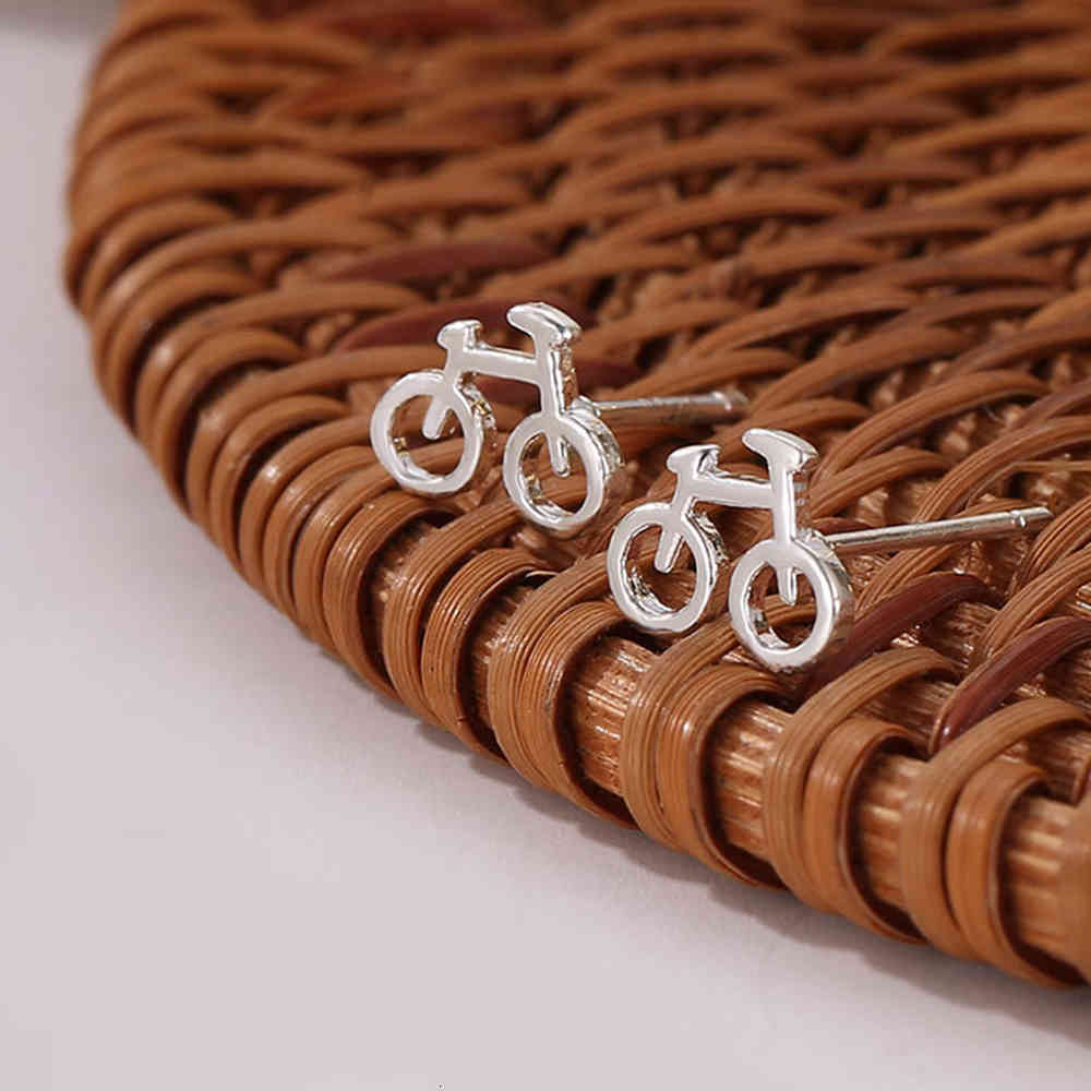 Dainty Silver Bicycle Earrings
