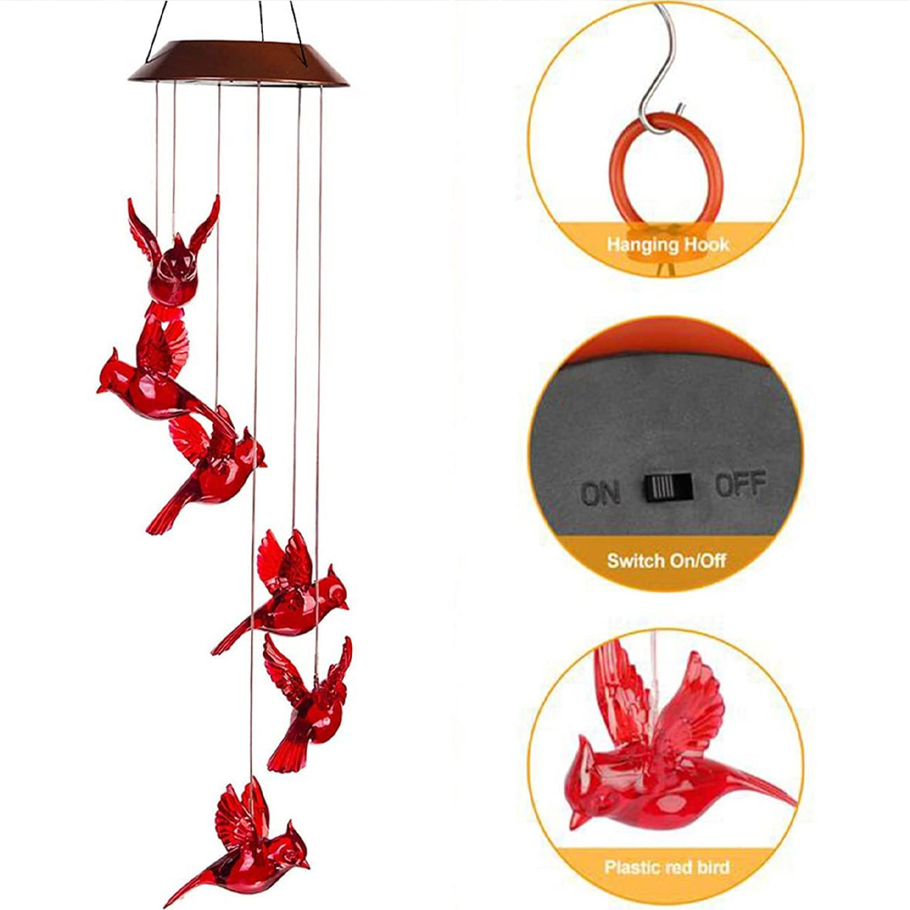 Solar Cardinal Wind Chime Light