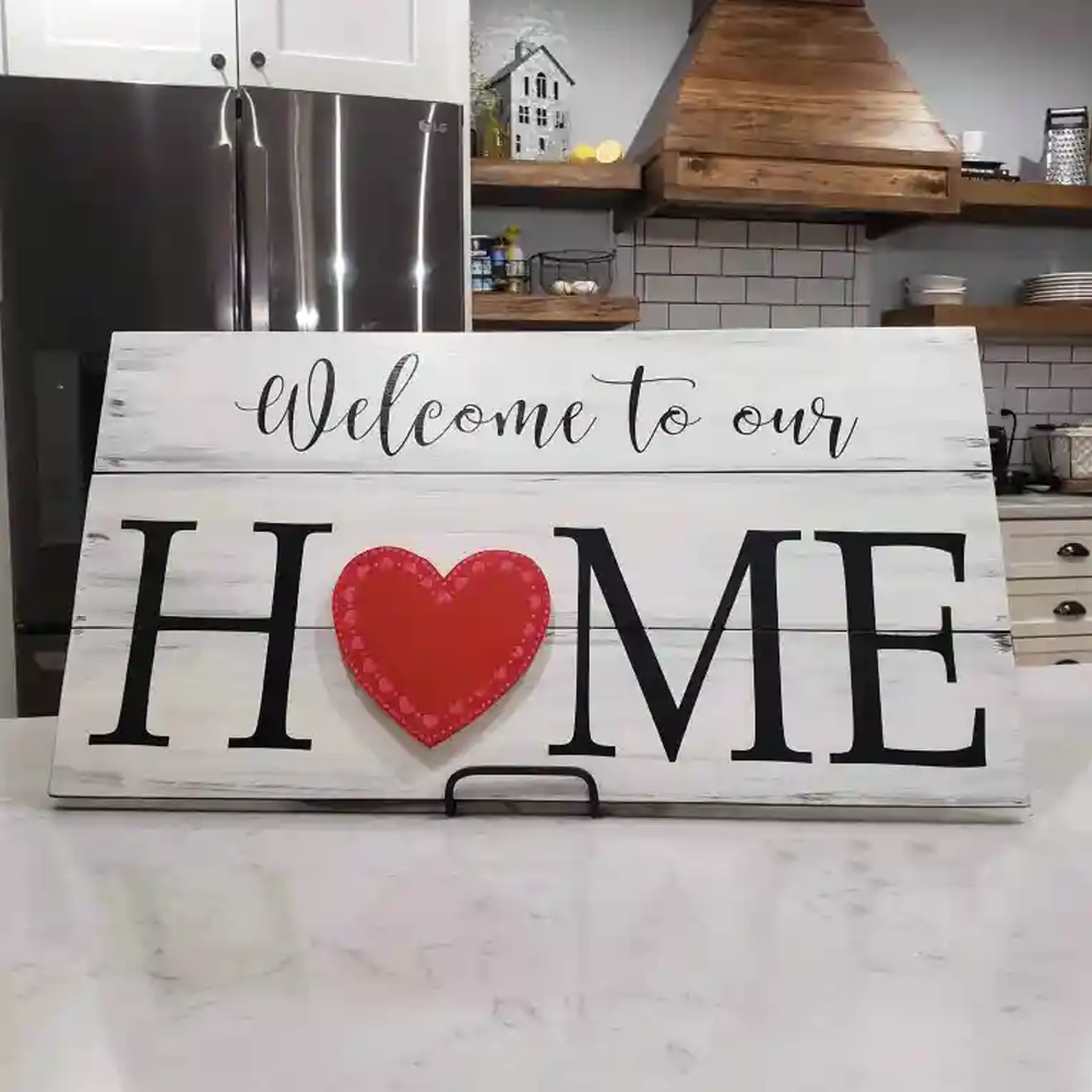 Welcome To Our Home Interchangeable Wood Sign
