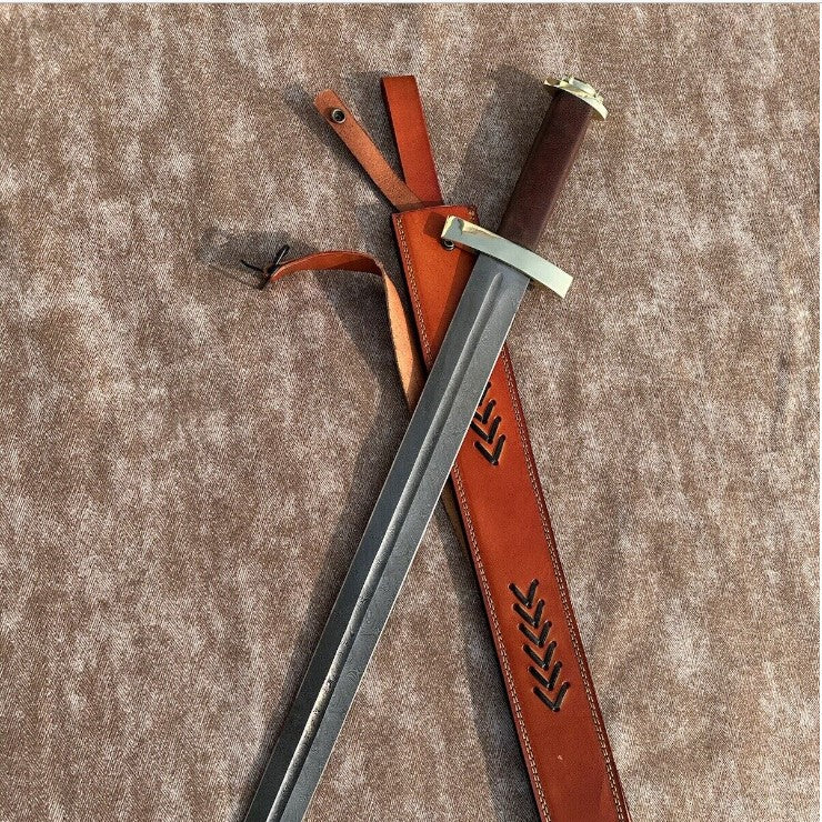 Medieval Warrior Sword, Handmade Damascus Steel Sword, Viking Sword with Wood Handle