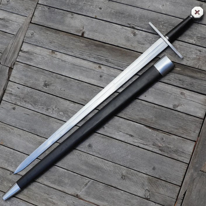 Knights of Templar Sword Hand Forged High Carbon Steel Decorative Reenactment Crusader Sword with Scabbard