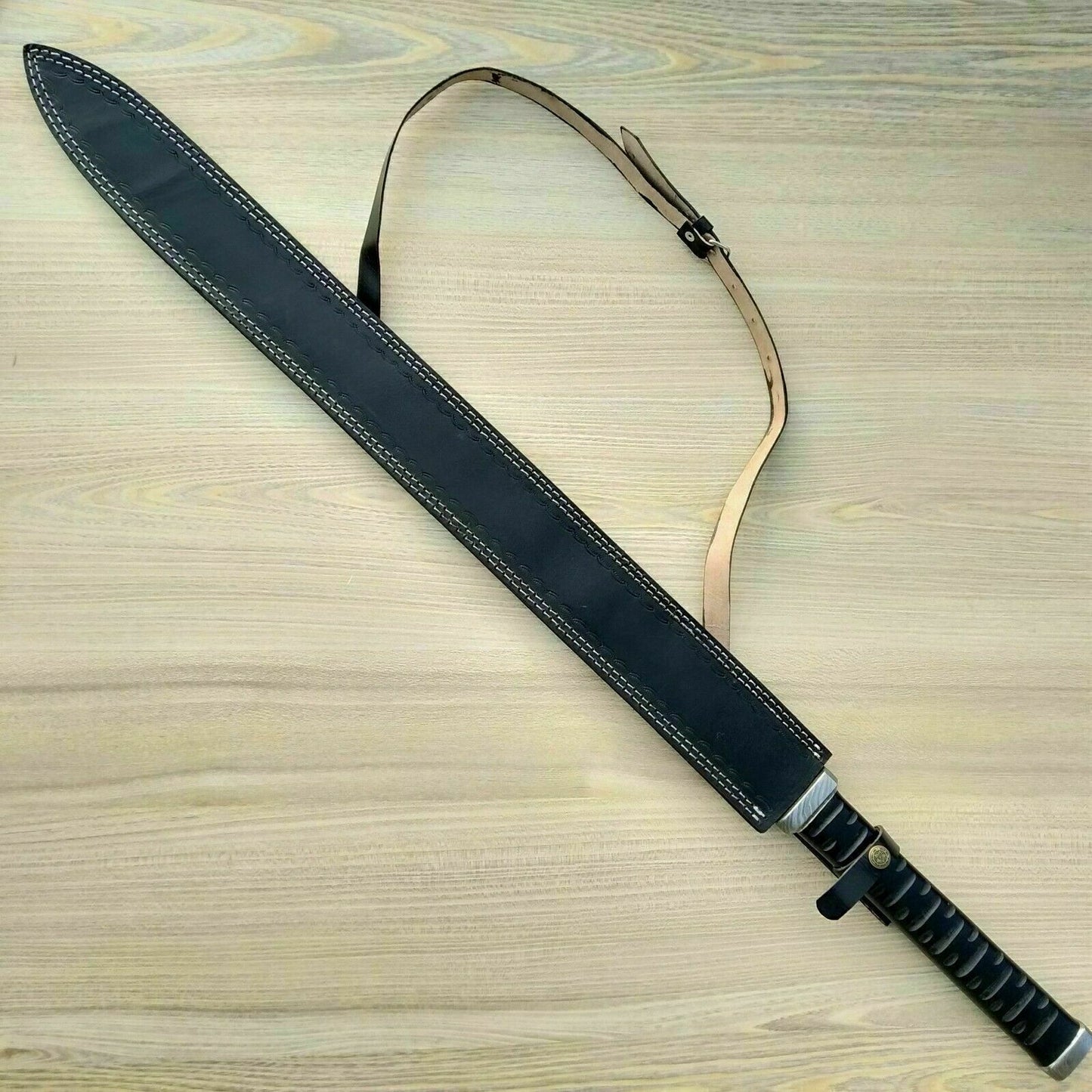 29 Inches Viking Sword, Survival Damascus Steel Sword with Sheath
