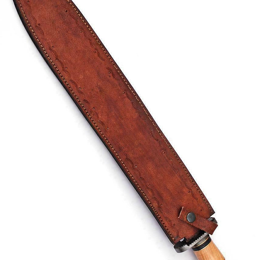 24-Inch Viking Sword, Damascus Steel Blade, Needle Point, Olive Wood Handle, Leather Sheath – Durable,