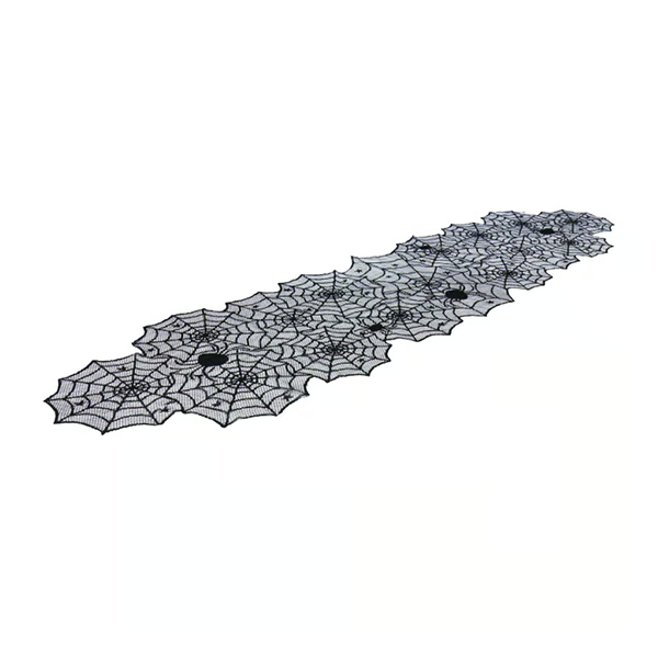 Black Lace Spiderweb Table Runner For Halloween