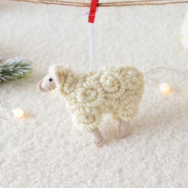 Handmade Felt Sheep Ornament - Adorable Christmas Sheep Decoration