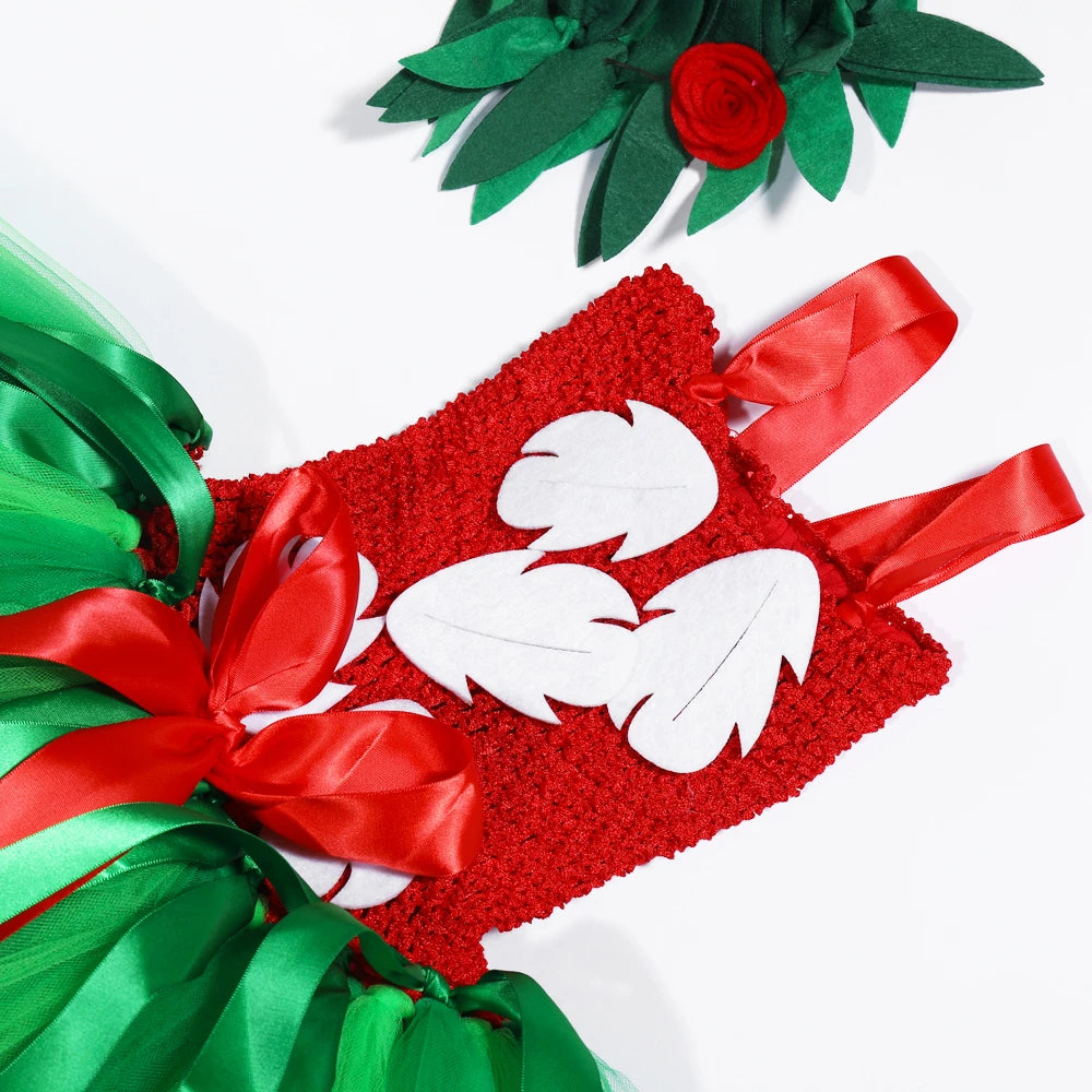 Red Green Hawaiian Girl Dress for Kids Tropical Aloha Style Party Costumes Bohemian Island Holiday Outfit Beach Fancy Tutus