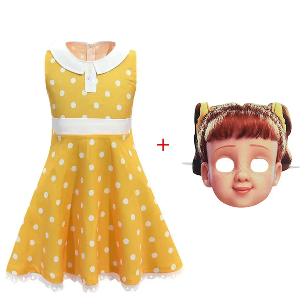 Toys Gaby Cosplay Costume Girls Yellow Dress Mask Full Set Kids Role Play Performance Clothing Suit Halloween Carnival Party