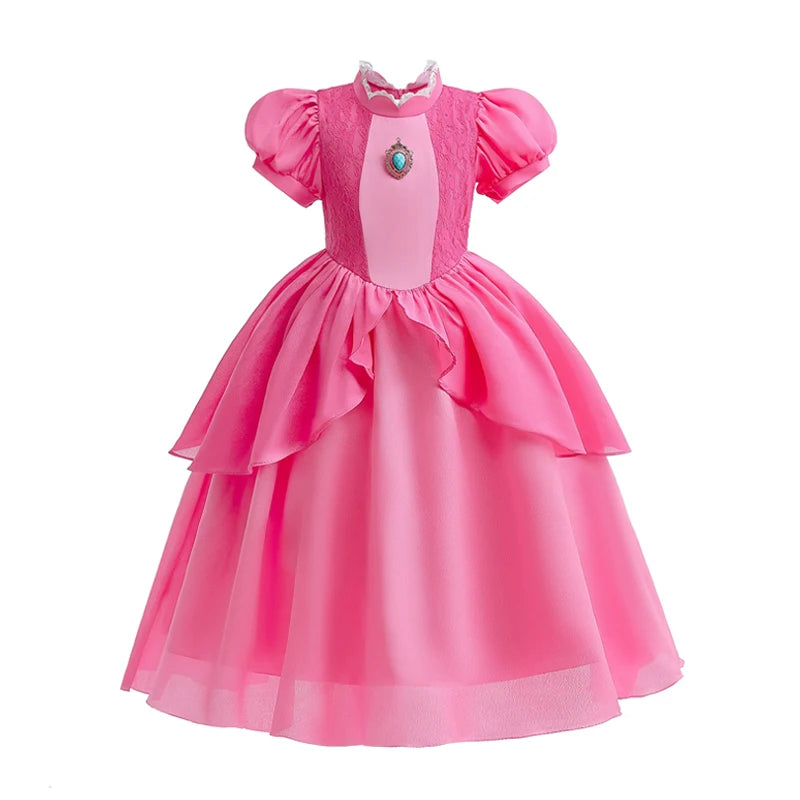 Kids Rosalina Peach Princess Dress Girls Halloween Disguise Cosplay 2026 New Movie Costume Birthday Vestido Halloween Carnival