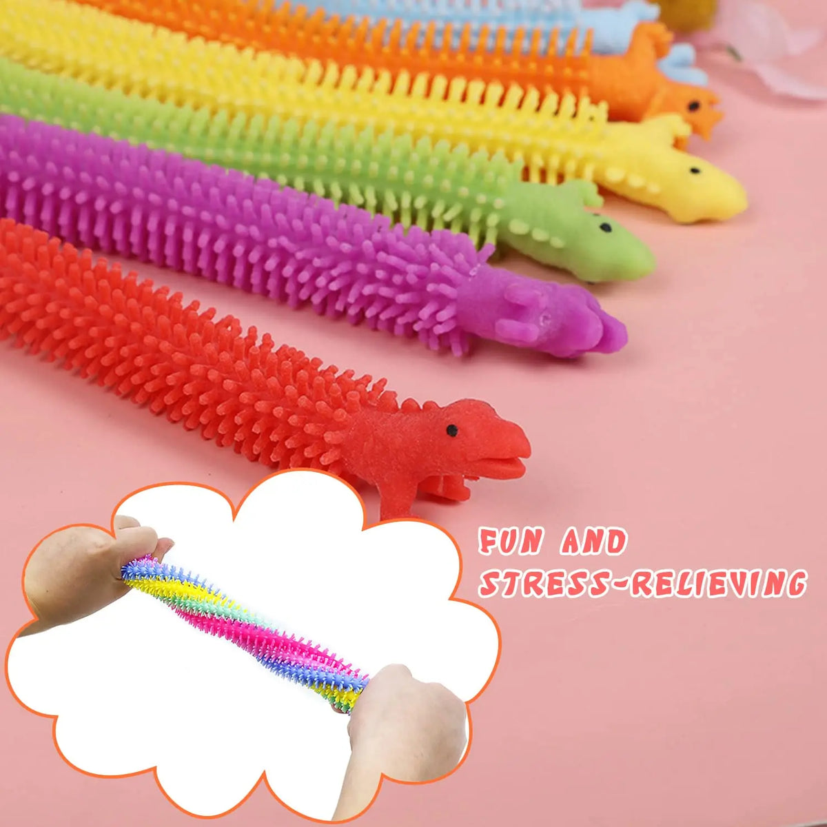 20/40/60 Pack Stretchy String Fidget Toys,Dinosaur Sensory Noodle Strings,Textured Stretchy String for Kids Adults Stress Relief