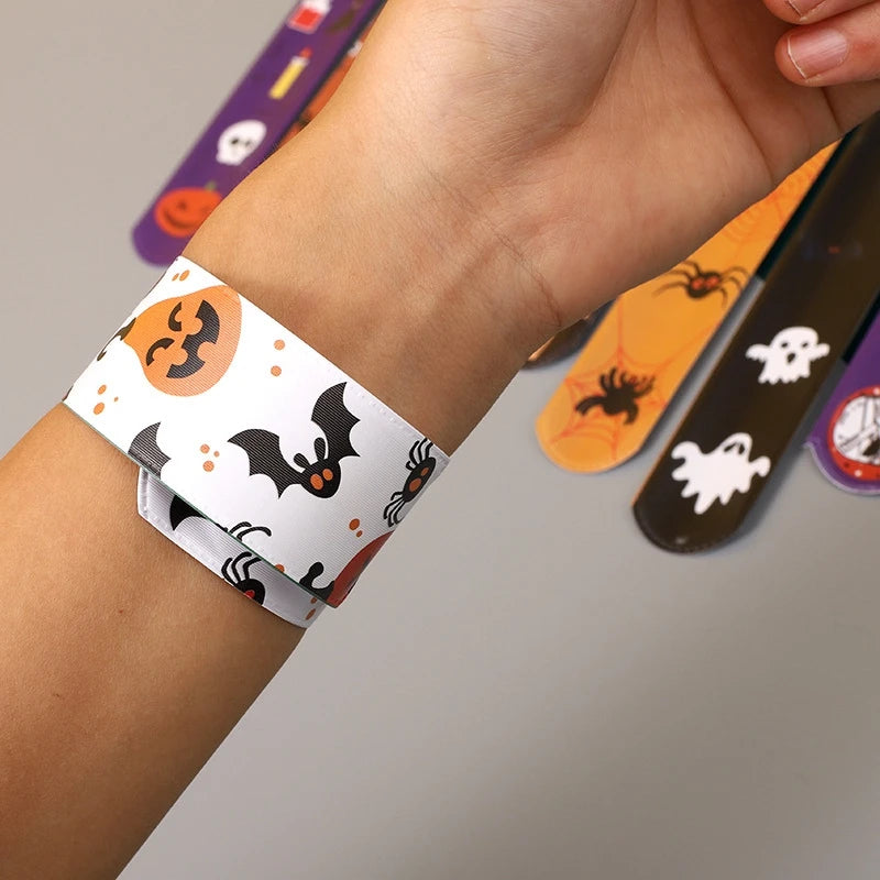 Halloween Decorations Snap Bracelet Halloween Wristband Cosplay Prop Accessiories Pumpkin Ghost Halloween Party Favor Gifts Slap