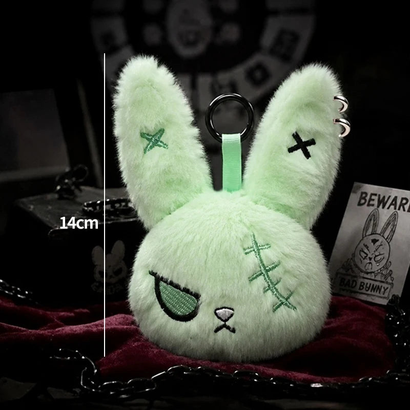 Horror Bunny Keychains Dark Rabbit Keyring Cute Bunny Keychain for Bag Charm Accessories Halloween Birthday Gifts