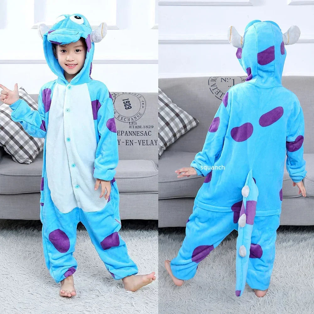 Monster Mike Cosplay Kigurumi Children Kid'S Sully Costumes Funny Halloween Jumpsuit Boys Girls Pajamas Flannel Suit 2025
