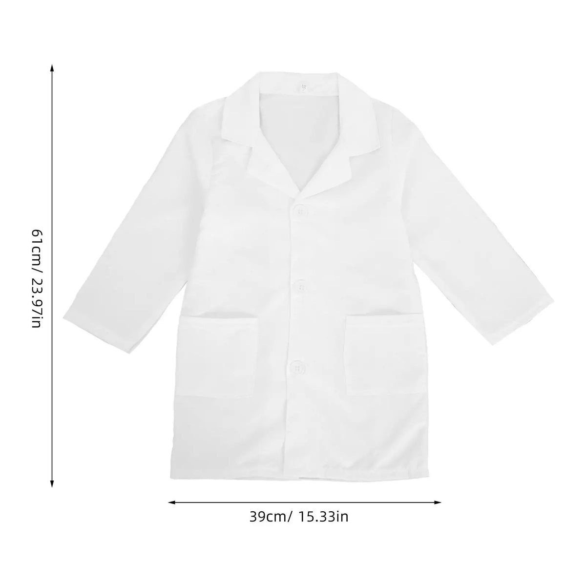 Children Unisex Long Sleeve White Lab Coat Nurse Doctor Cosplay Uniform Work Wear For Science Experiments Costume