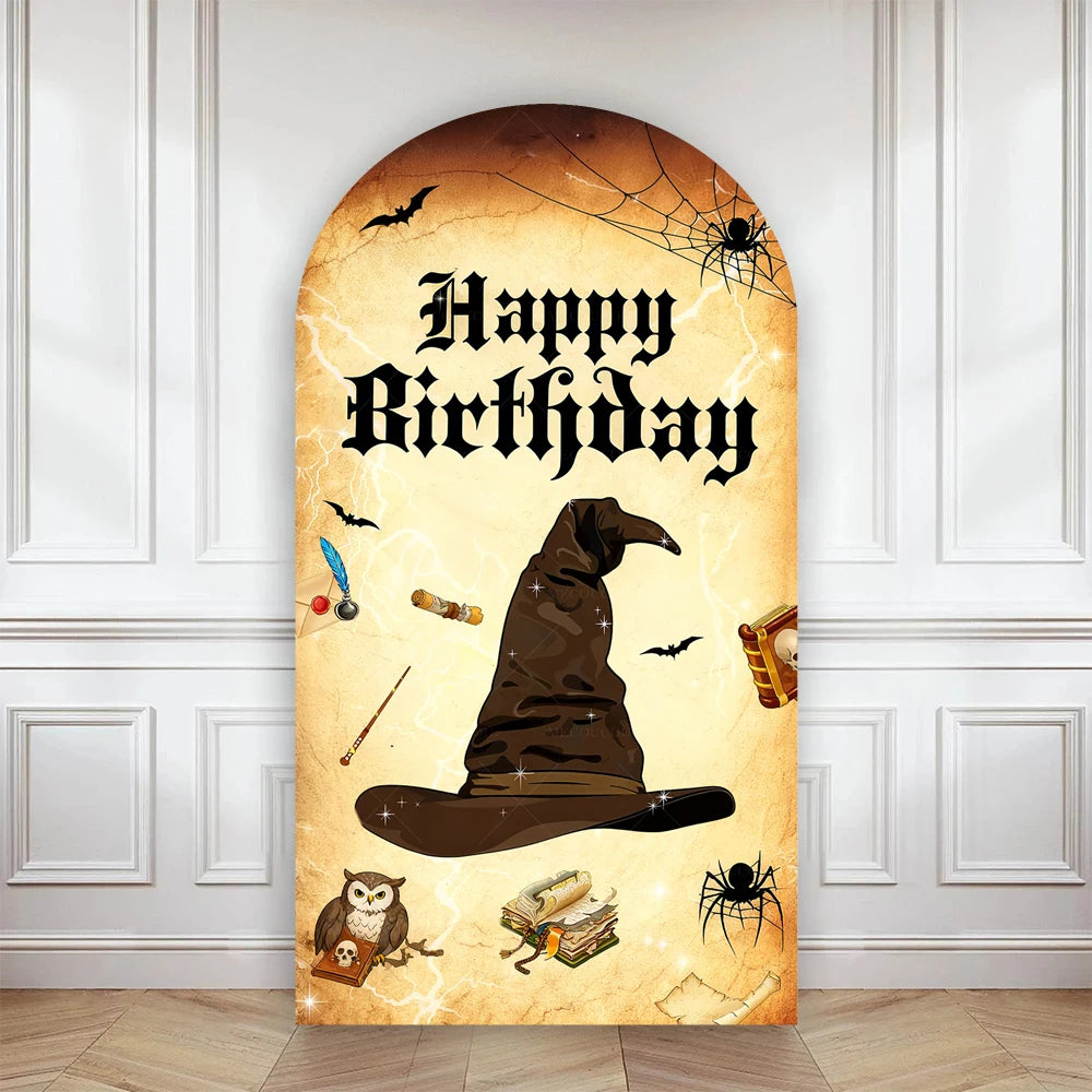 Happy Birthday Party Arch Backdrop Cover Wizard Castle Magic Academy 9 3/4 Platform Children Boys Baby Decor Custom Background