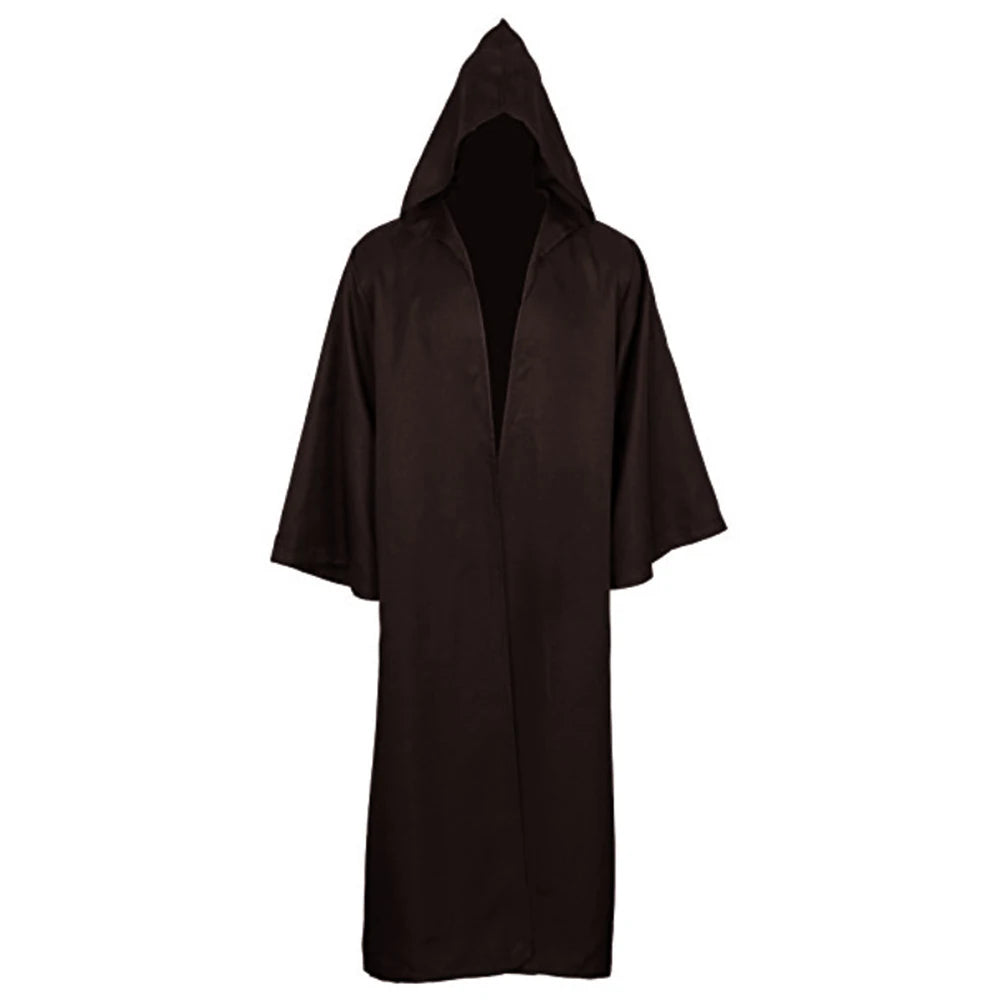 Black Cape Black Cloak Jedi Warrior Costume for Adults, Vampire Cape with Hood, Adult Halloween Cosplay Vampire Christmas Party