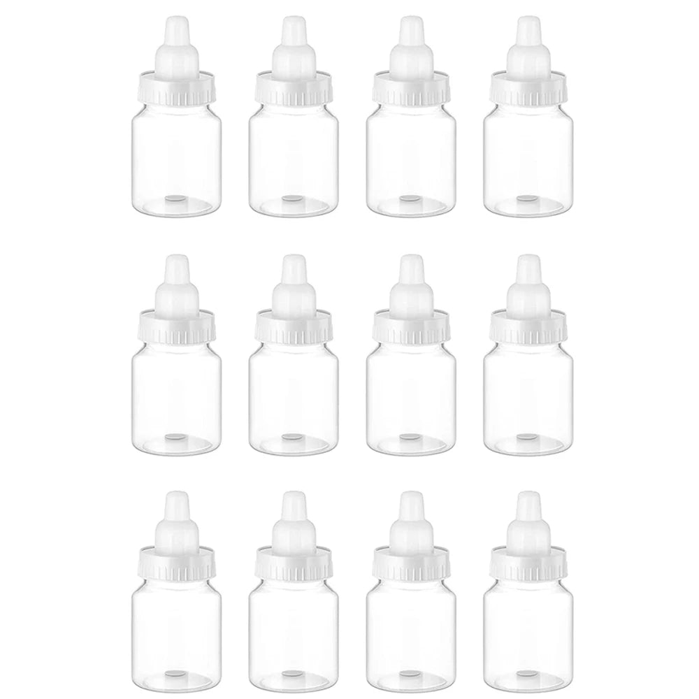 12Pcs Baby Bottle Baby Shower Favor Plastic Candy Bottle Mini Feeding Bottle for Birthday Baby Shower Gift Decor