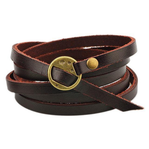 Men's Leather Vintage Bracelet – Adjustable Rustic Gift for Him