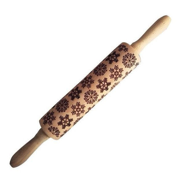 Christmas 3D Rolling Pin - Solid Maple Wood, Perfect for Holiday Baking, Great Gift for Bakers