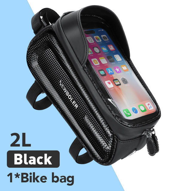 NEWBOLER Waterproof Bike Frame Bag, Touchscreen Phone Case, Rainproof Cycling Top Tube Bag for MTB & Road Bikes