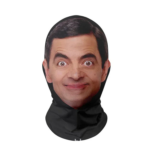 Seamless Mask, Funny Face Printed Head Scarf for Halloween & Cosplay, Breathable & Comfortable