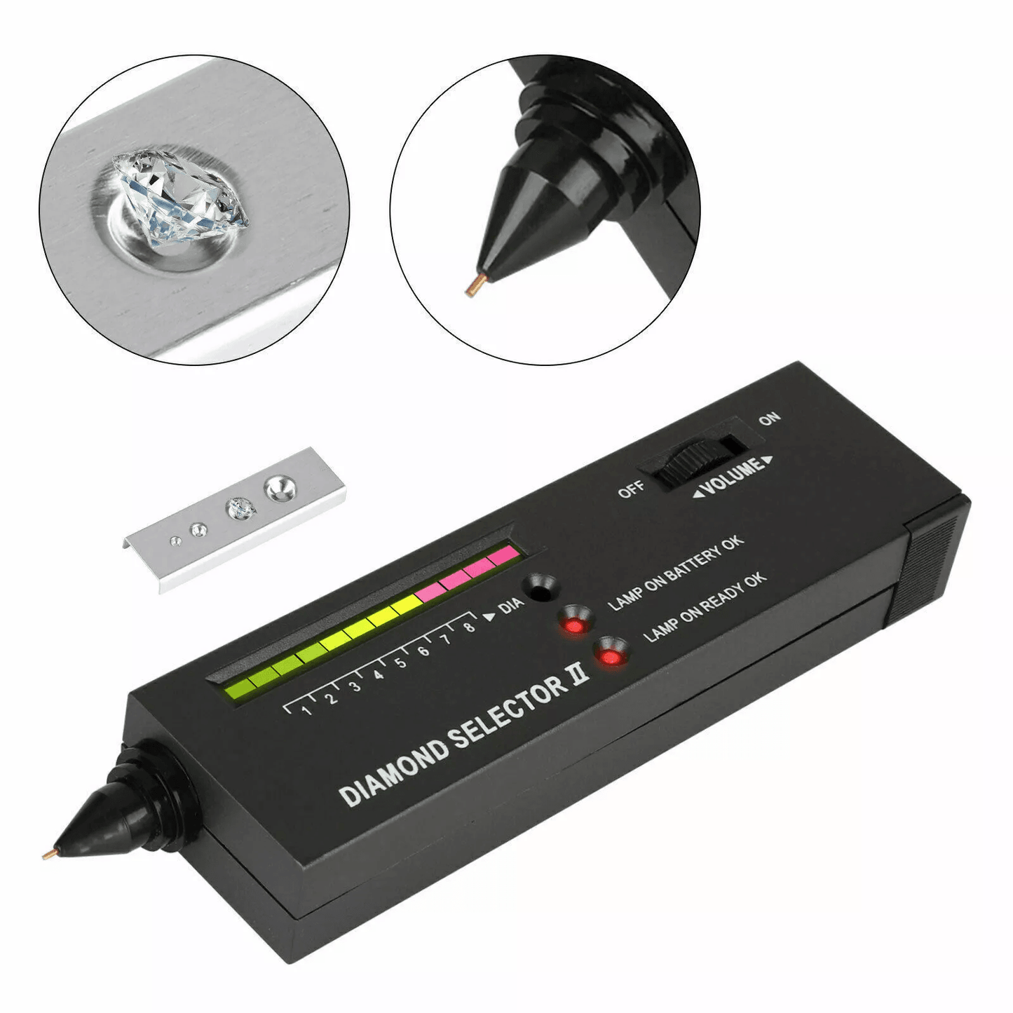 Diamond Tester Gold Silver Selector Tool Digital Electronic Gemstone Testing Kit for Jewelry, Crystals, Simulated