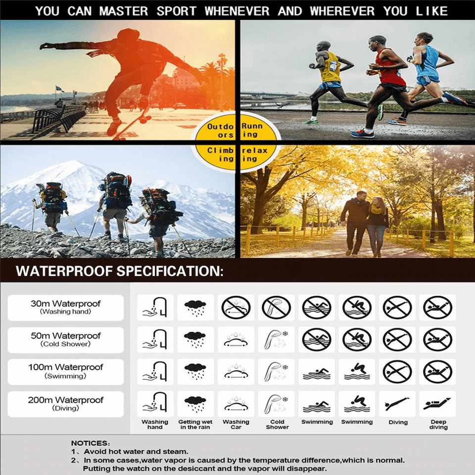Waterproof Digital Sports Watch Military Tactical LED Wristwatch for Men