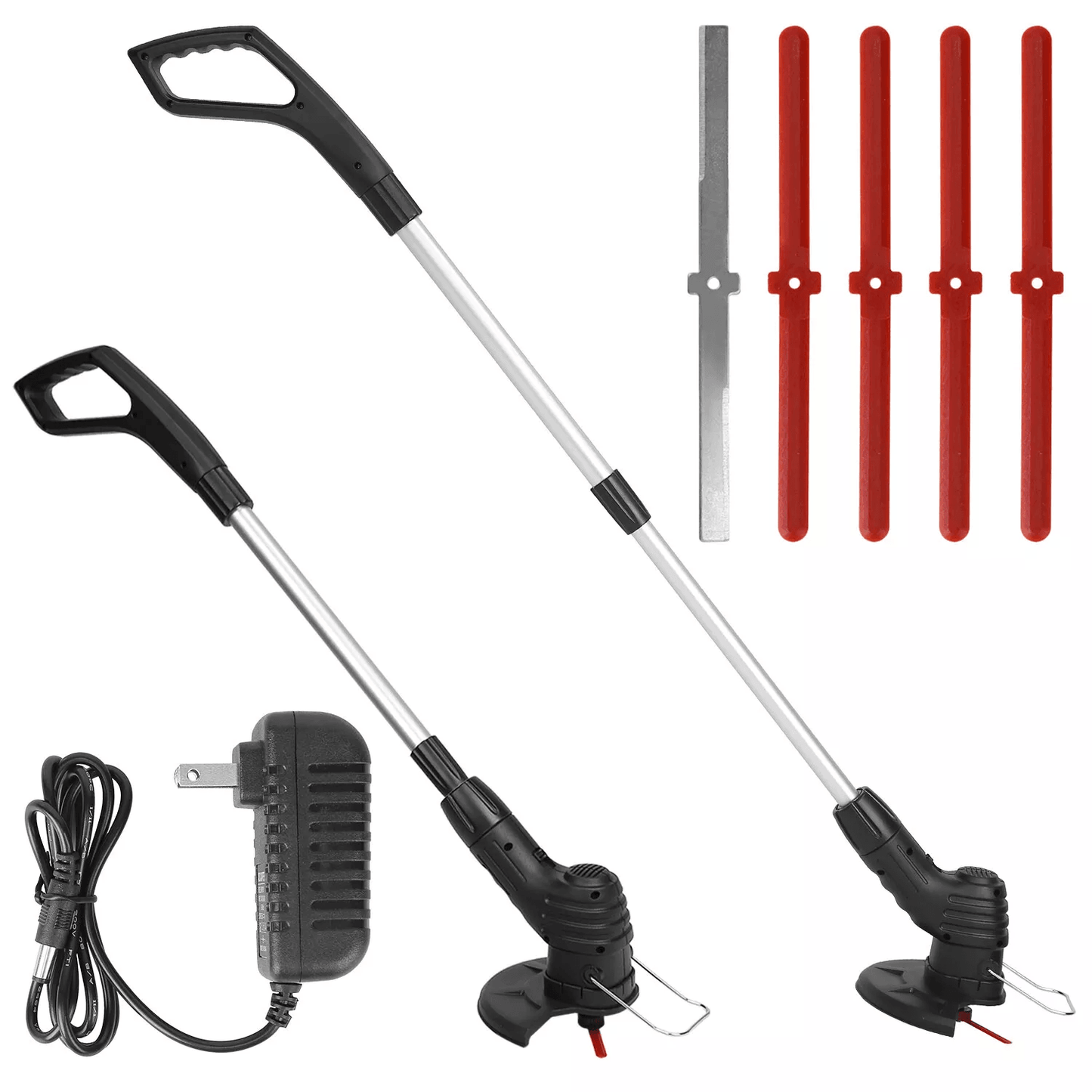 Cordless Electric Weed Trimmer & Lawn Edger with Rechargeable Battery and Extendable Pole