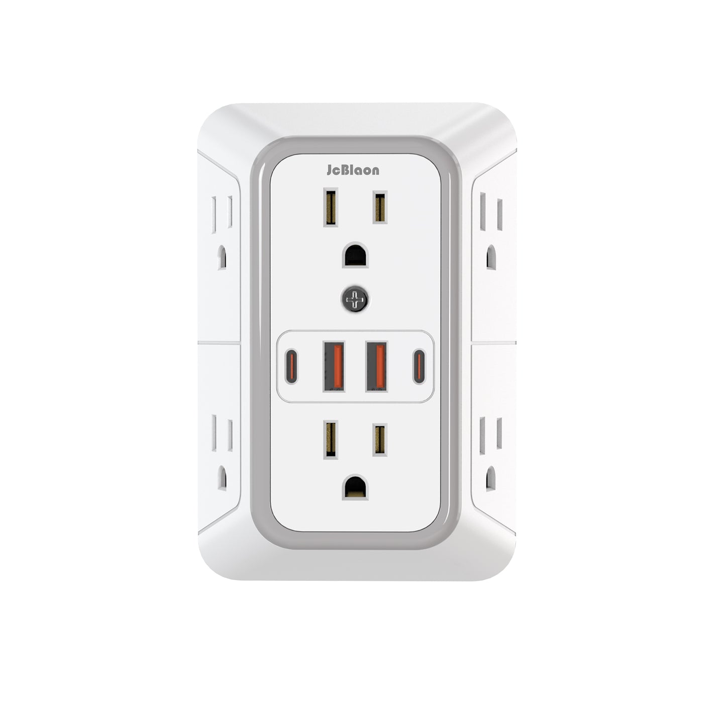 Universal Plug Power Strip, 6 AC Outlets, 4 USB Ports (2 Type-C) Wall Socket with Network Filter & Rapid Charging