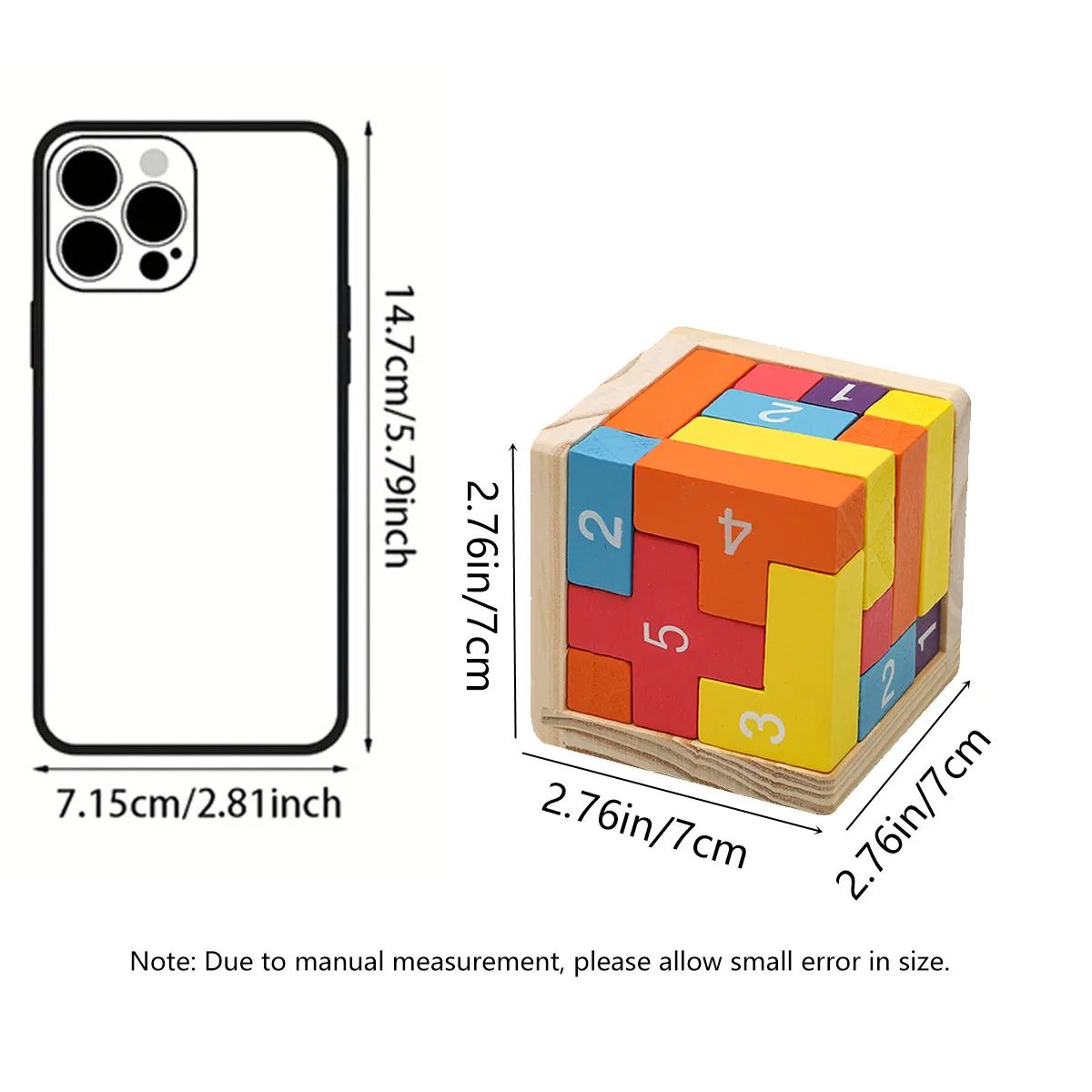 Colorful Wooden Blocks Puzzle, Classic Luban Lock Cube 3D Brain Teaser Toy for Kids & Adults