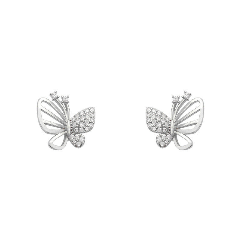 XIYAWANG Gold Color Cubic Zircon Butterfly Stud Earrings, Simple Geometric Studs for Women, Girls, Elegant Party Jewelry