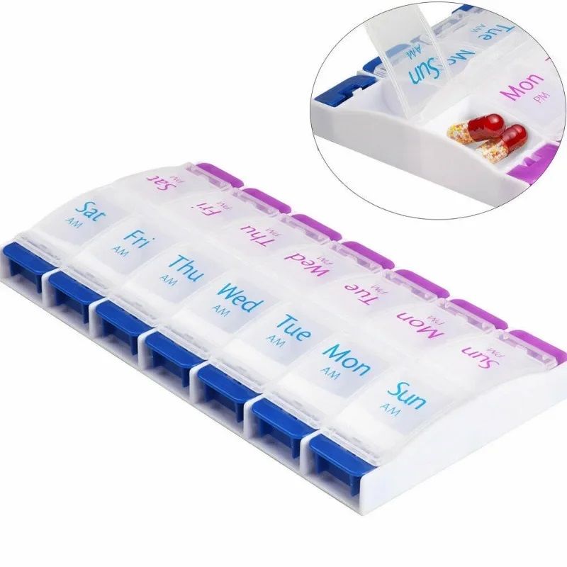Jumbo Extra Large Pill Organizer, Weekly Pill Box, 2 Times a Day Medication Storage Case for Vitamins, Supplements