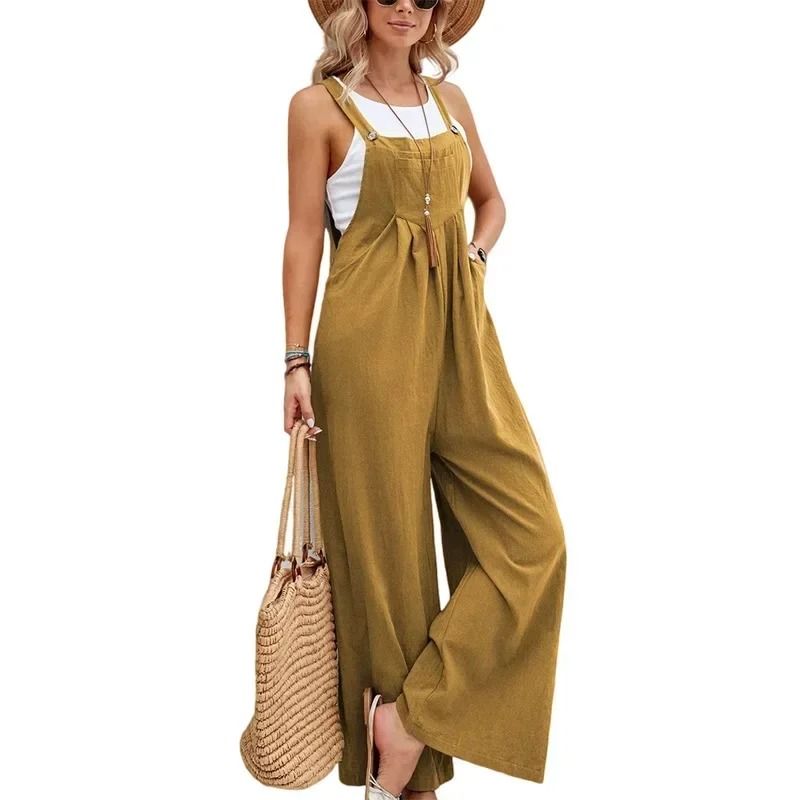 Women Loose Fit Fashion Overalls Wide Leg Baggy Bib Overalls Jumpsuit Dungarees Summer Jumpsuit Casual Elegant Overalls