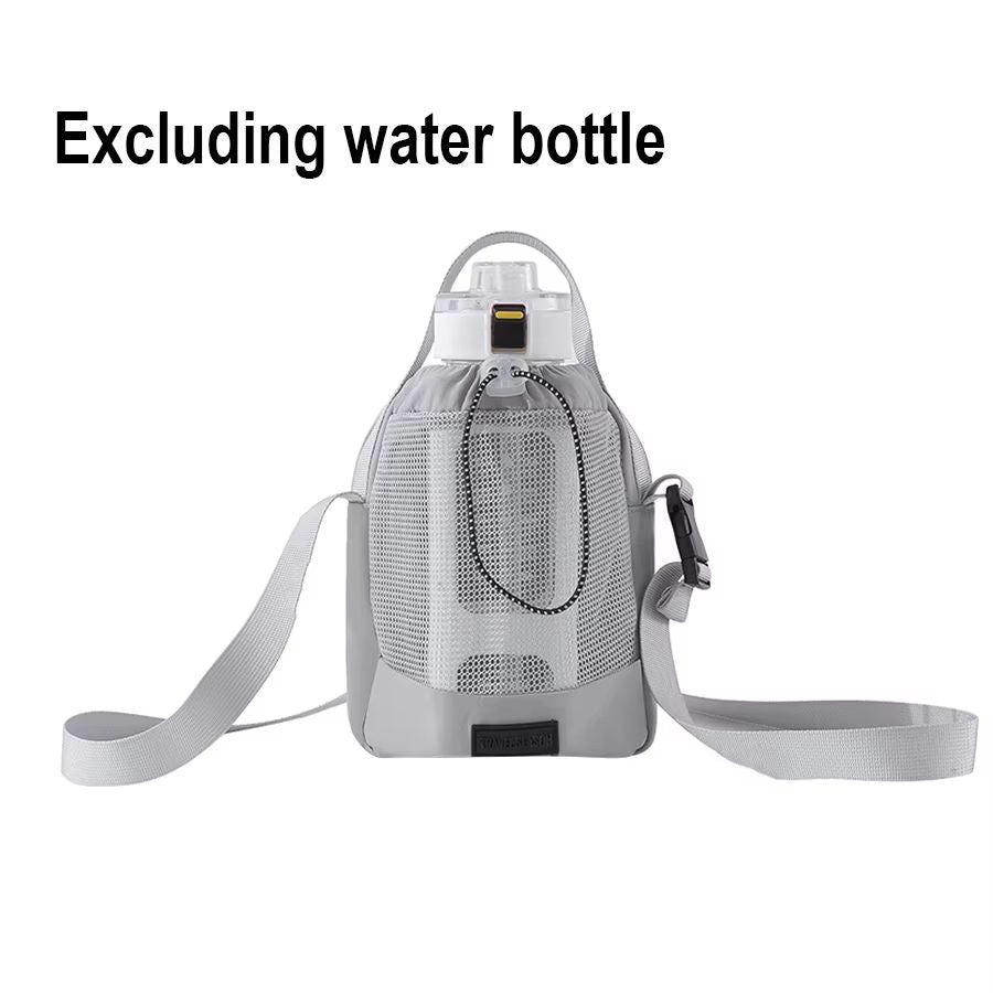 Shoulder Strap Mesh Water Bottle Carrier Bag with Adjustable Crossbody Strap and Front Pocket