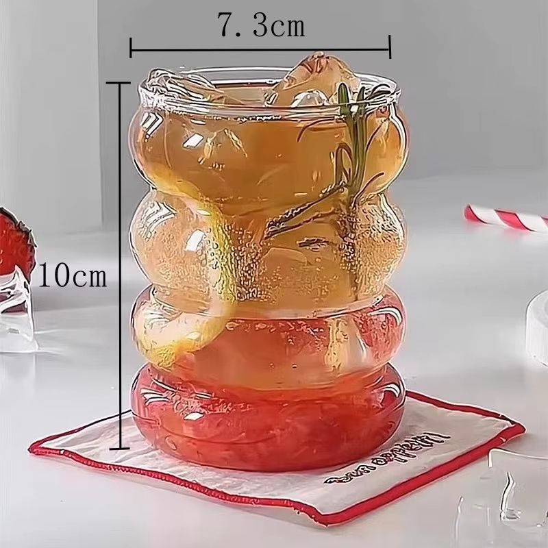 Retro Corrugated Glass Cup – Transparent Coffee, Milk, Juice & Tea Drinkware for Home