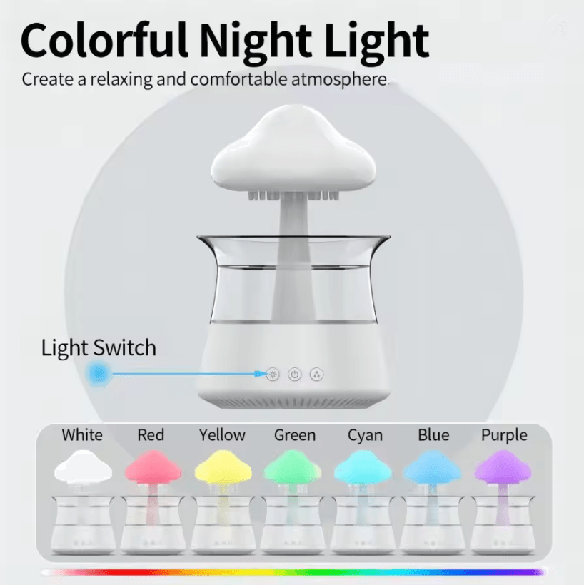Cloud Rain Diffuser Humidifier Aromatherapy Machine with Colorful Lamp