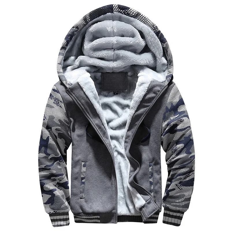 Mens Camouflage Winter Jacket With Fleece Lining And Hood
