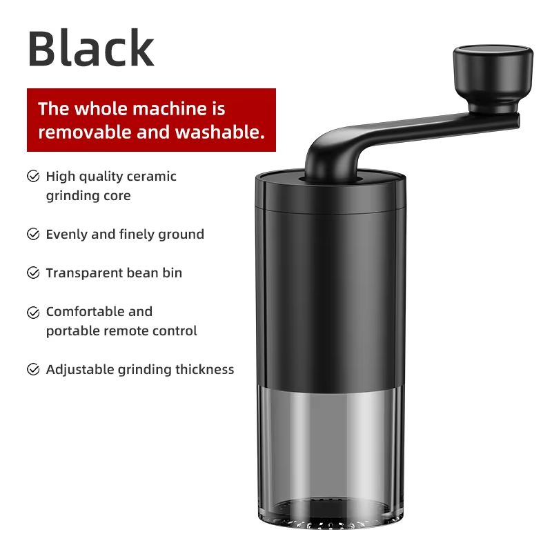 Portable Manual Coffee Grinder with Adjustable Hand Crank – Travel-Friendly Bean Grinder for Home and Outdoors