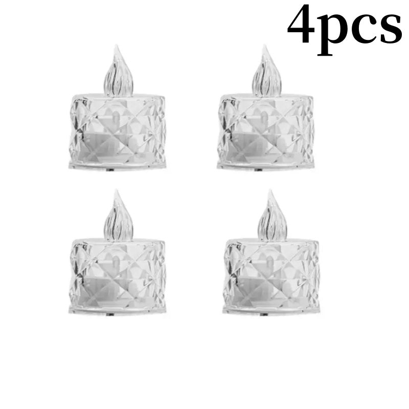 Romantic Crystal Flameless LED Candles, Transparent Electronic Night Lamps for Home, Wedding, Party & Valentine