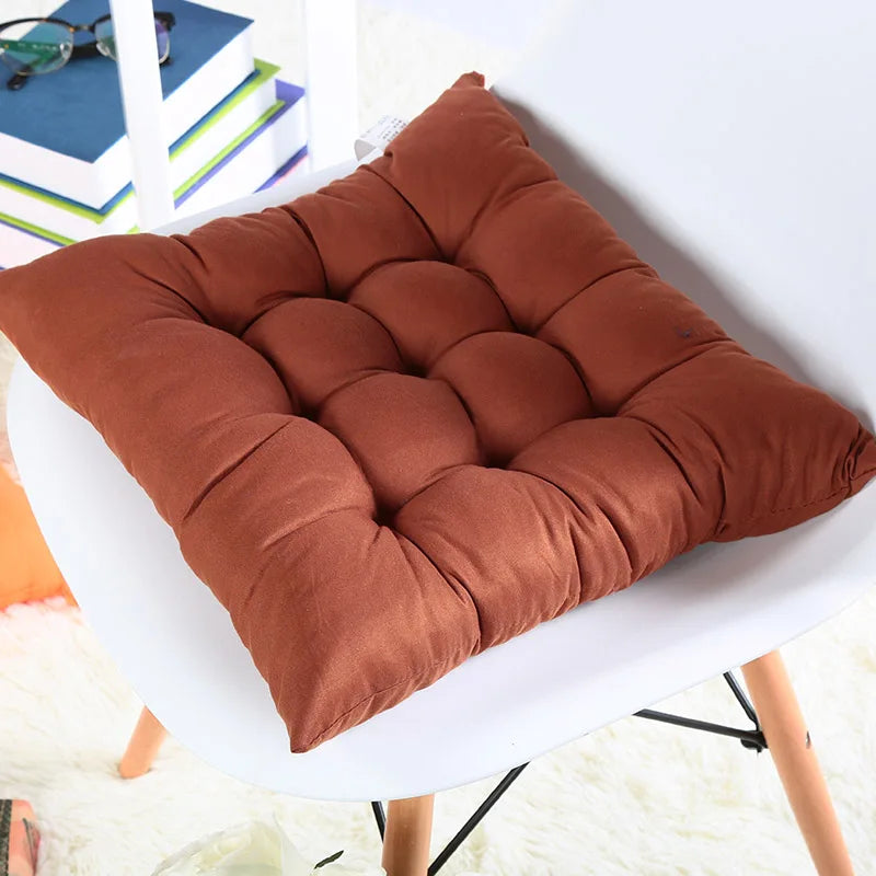 Colourful Chunky Seat Pads Cushion, Tie-On Chair Cushion for Office, Garden, Dining Kitchen, Soft Suede Square Seat