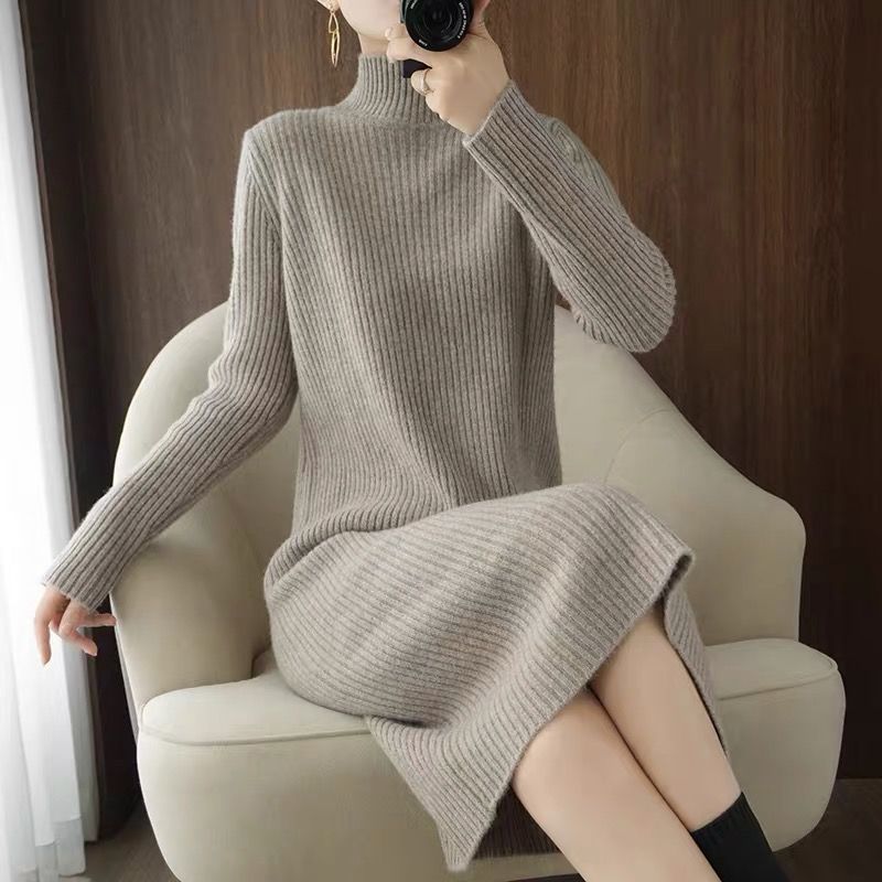 Winter Loose Woman Robe Long Vintage Dresses, Casual Aesthetic Maxi Sweater Dress for Women, Knitted Bodycon Korean