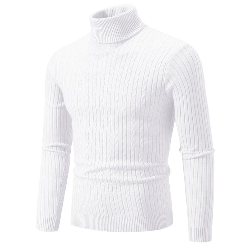 Mens High Neck Knitted Turtleneck Pullover Winter Sweater
