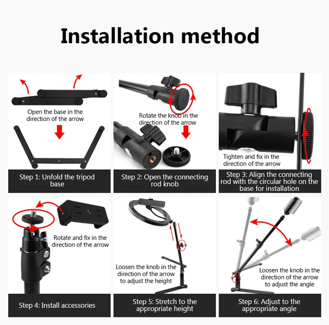 Dimmable LED Ring Light with Tripod and Phone Holder for Videos