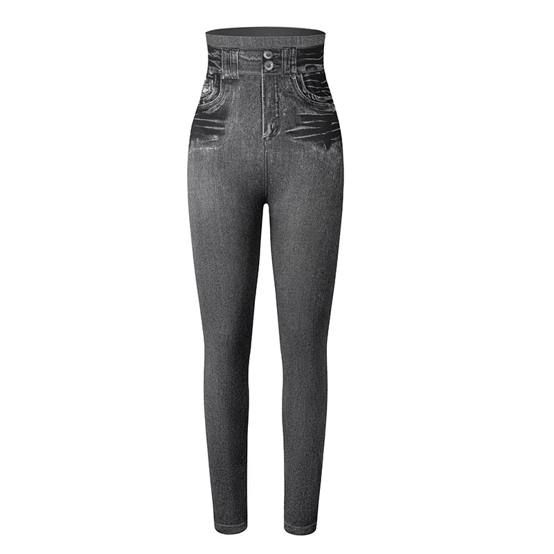 Sexy Printing Faux Denim Leggings for Women, Miss Moly Slim Fit Stretchable Jeans Pants, Summer Casual & Fitness Wear