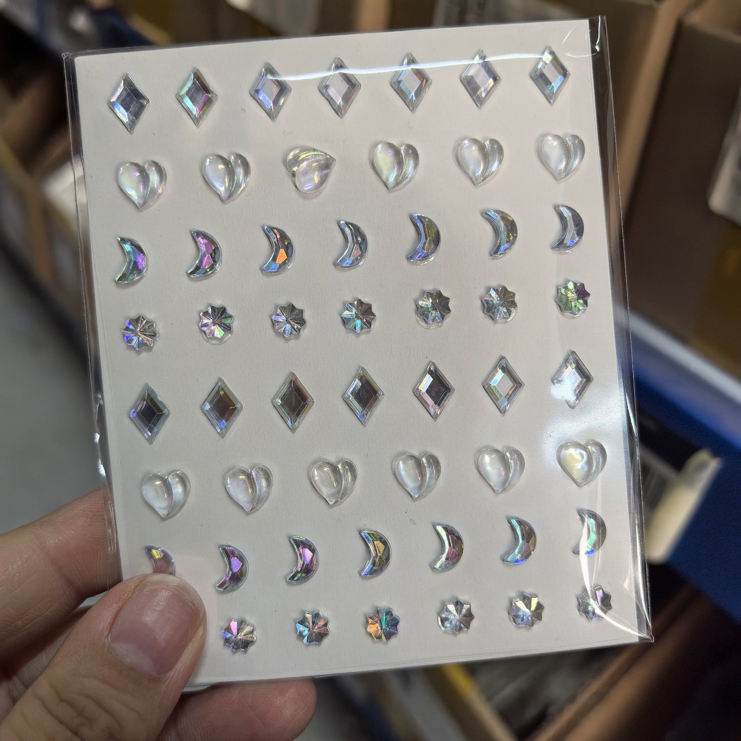 1pcs Laser Sparkle Diamond / Pearls Face Gems Stickers, Heart Moon Rhinestones for Eyes Face Temporary Tattoos