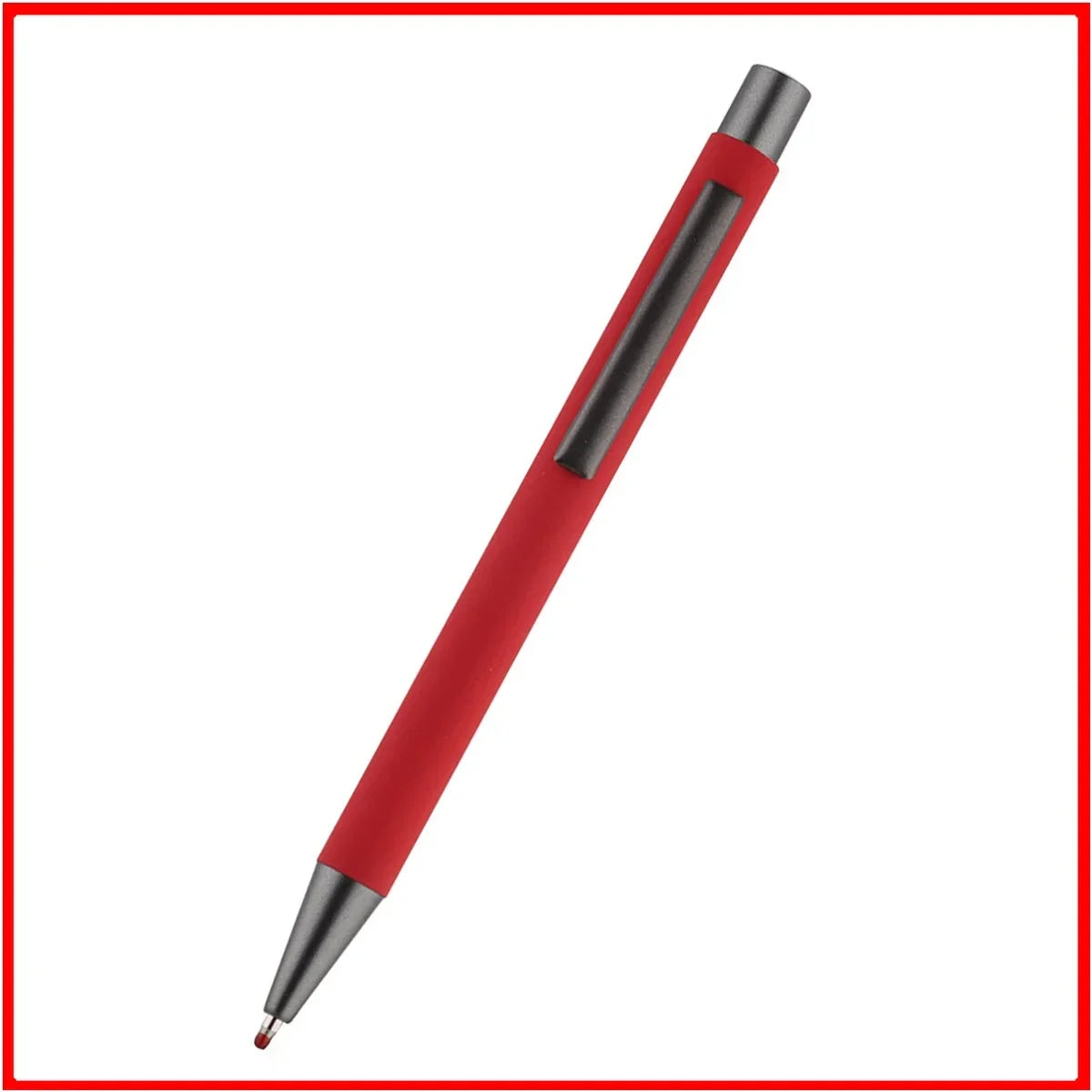 Custom Logo Pen, 50pcs Metal Ballpoint Pen, with Rubber Texture Grip, Laser Engraving for Advertising and Name Personali