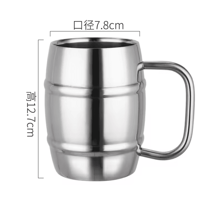 Double Wall Stainless Steel Beer Mug Insulated Coffee Cup with Handle for Camping and Outdoor Use