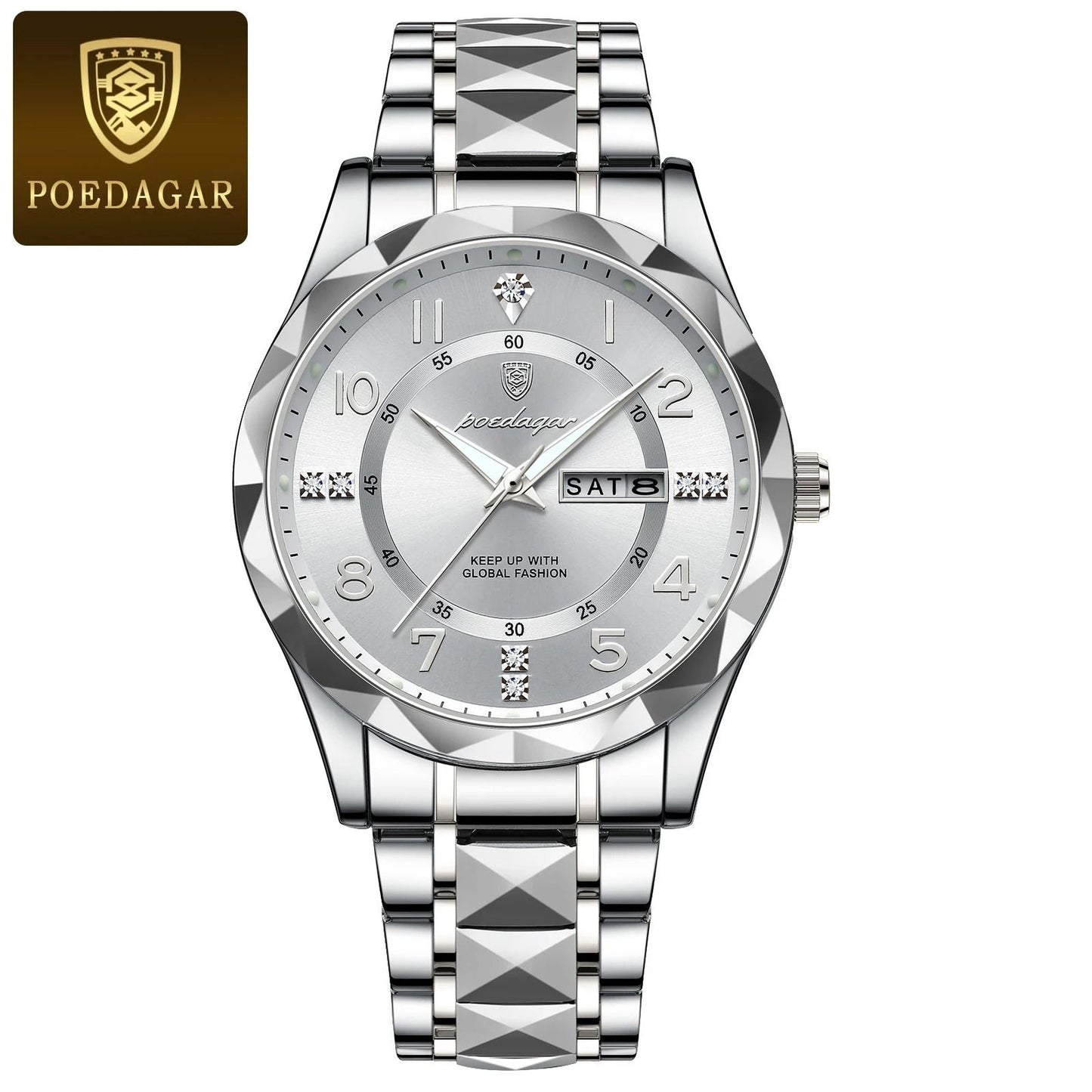 Poedagar Luxury Men Quartz Watch Waterproof Luminous Date Week