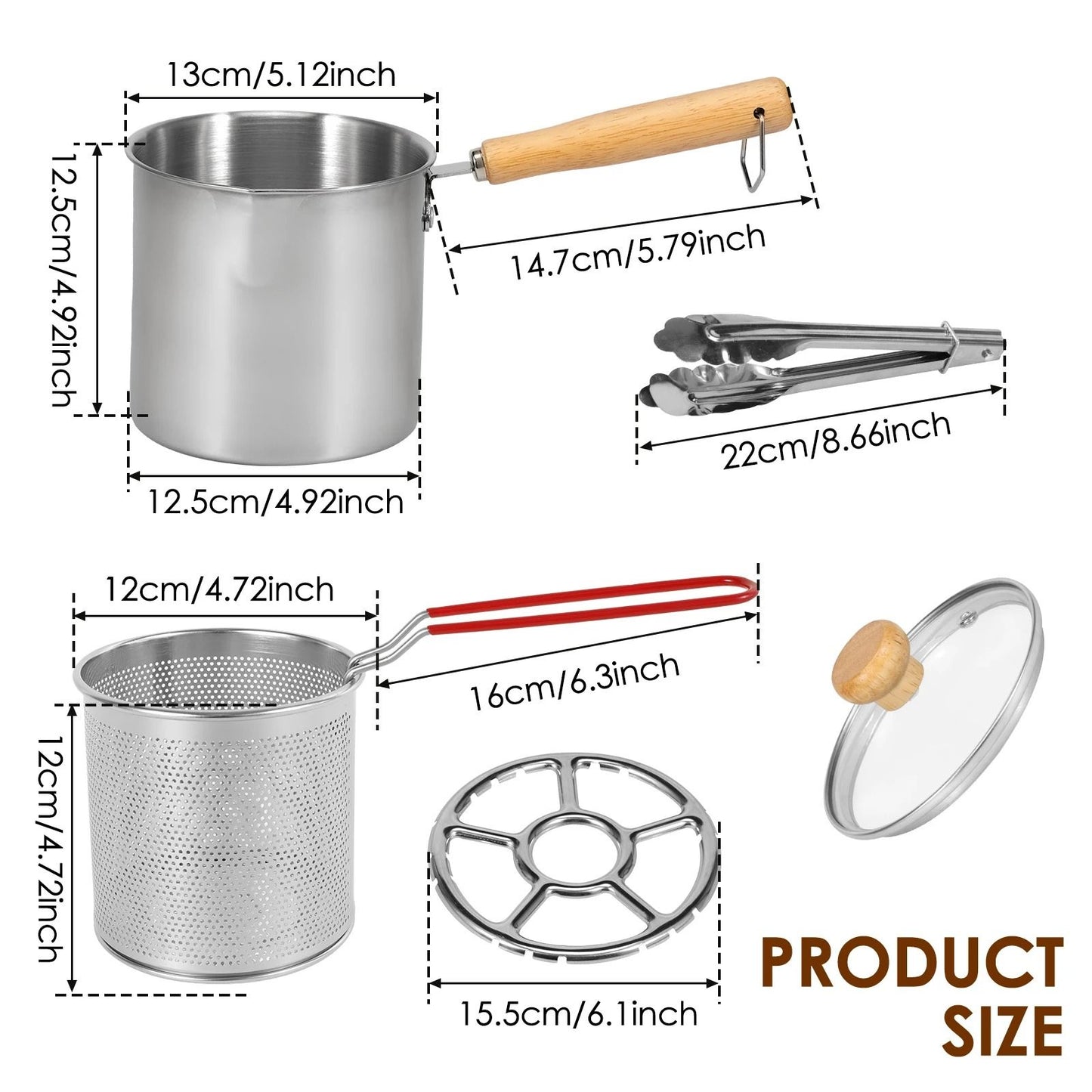 Stainless Steel Deep Frying Pot with Basket and Lid