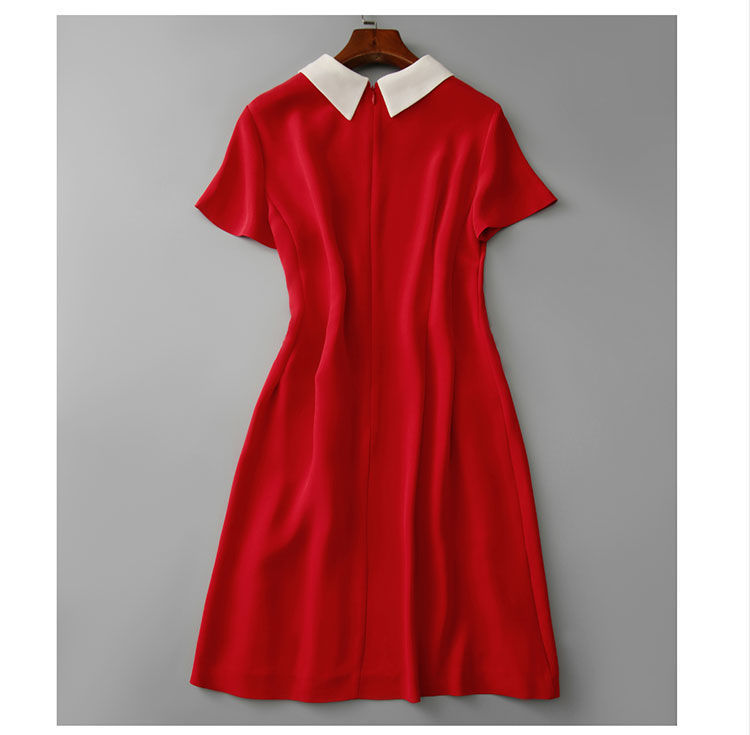 New Style Dress, Fashionable Doll Neck, Slim Fit A Line Skirt, Soft Red, Age Reducing Design