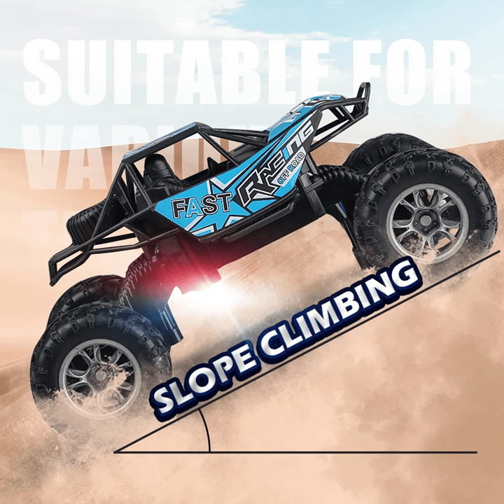 4 Way Remote Control Off Road Car for Kids with Lights and Anti Slip Tires